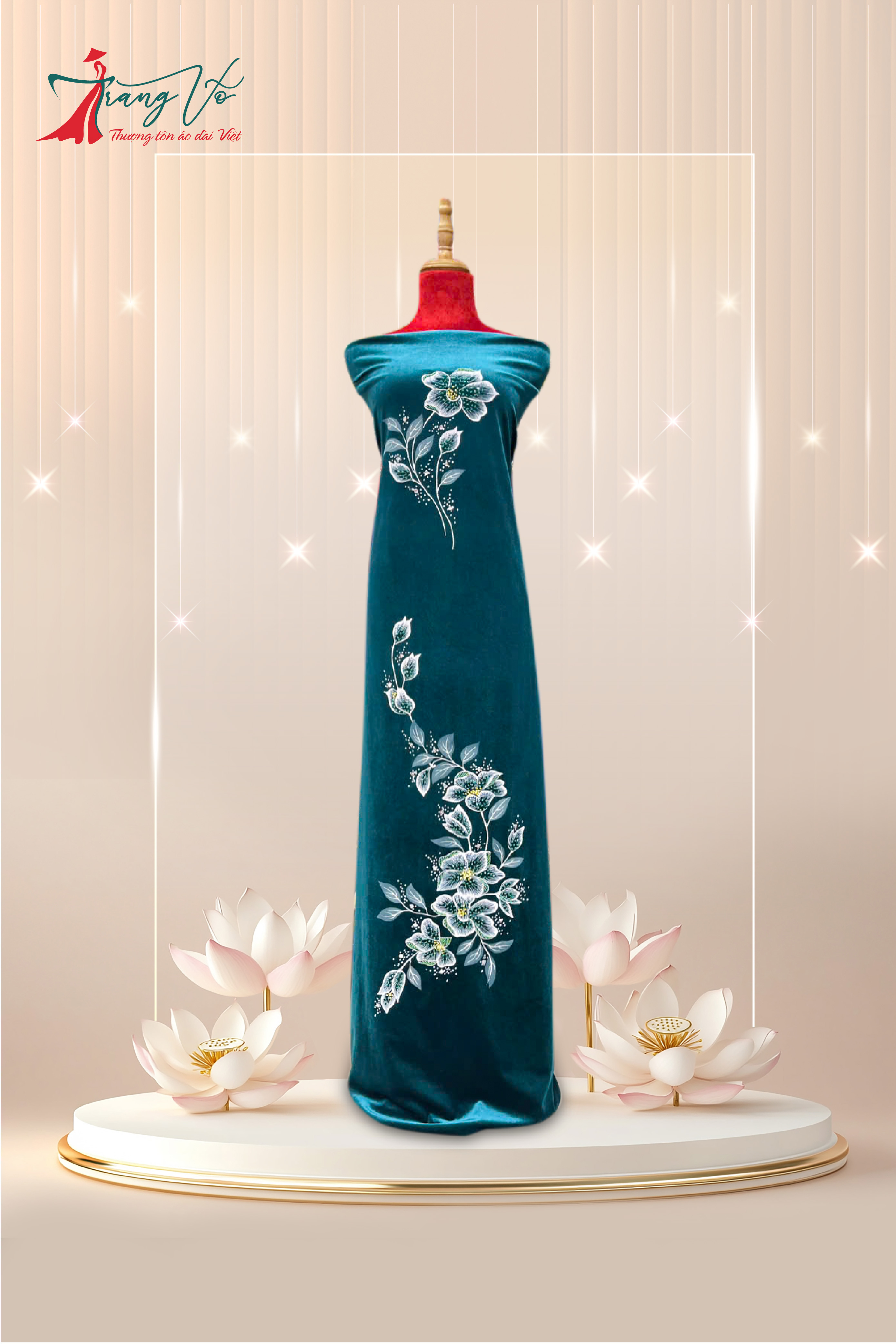 NHUNG THUN VẼ HOA TINH TẾ KẾT PHA LÊ XANH SÁNG #29102408